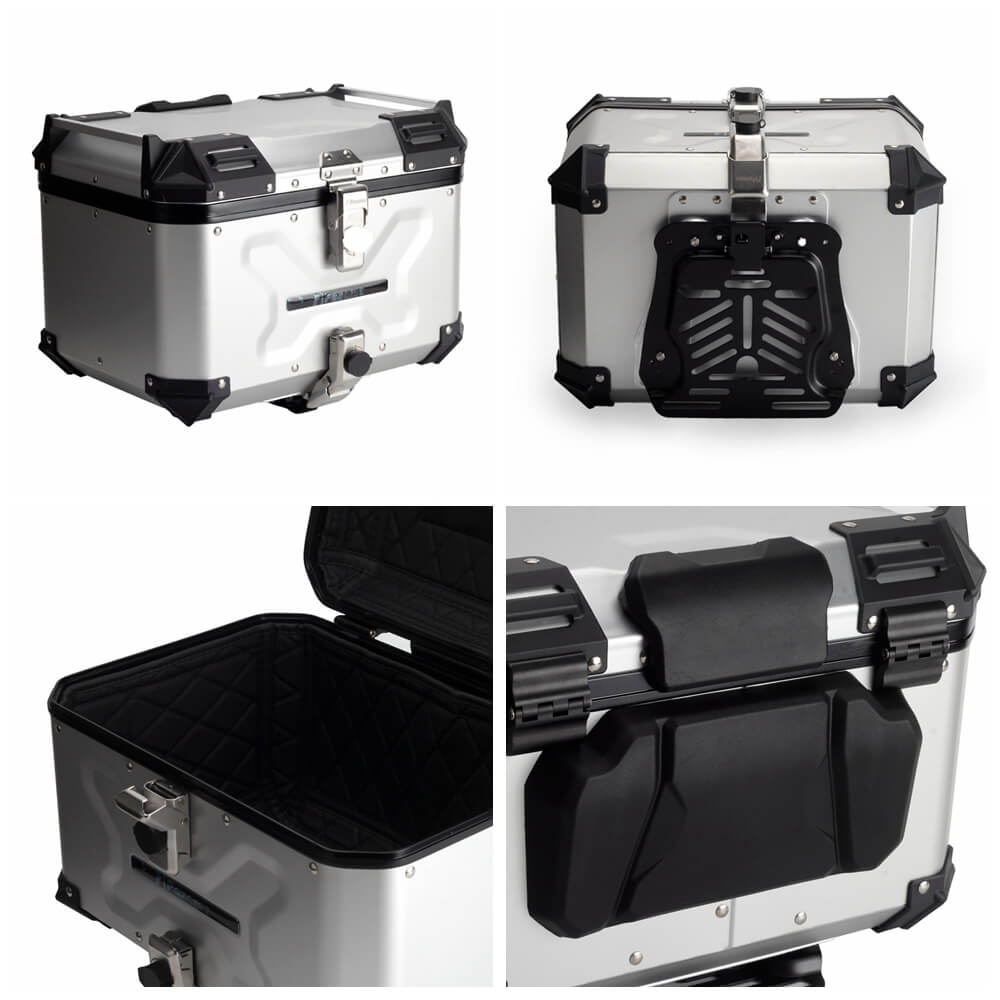Pan America Style's Aluminum Side Top Cases Rear Luggage Tail Box W/Mount Bracket To Harley Street Bob FXBB Standard FXST 18-23 - pazoma