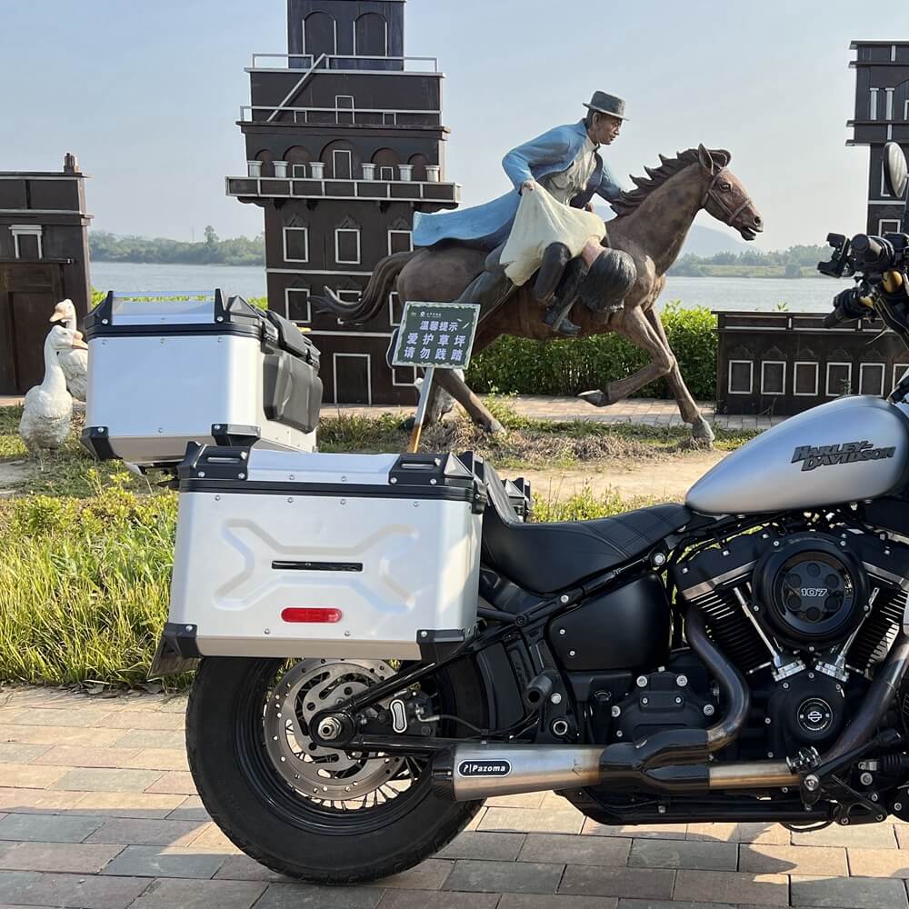 Pan America Style's Aluminum Side Top Cases Rear Luggage