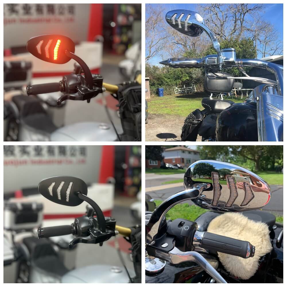 Arrow LED Rearview Side Mirrors Turn Signal Light Directional Indicator For Harley Dyna Softail Street Bob Super Glide Wide Glide Road King - pazoma