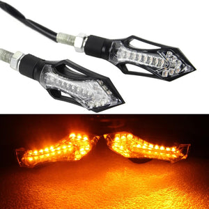 2pcs 14 LED Mini Stalk Arrow Motorcycle Turn Signals Indicators Blinkers Lights Lamp Fits Metric Cruisers Street Sport Bikes Dirt Bike Scooter - pazoma