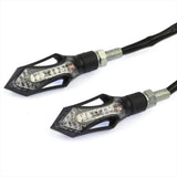 2pcs 14 LED Mini Stalk Arrow Motorcycle Turn Signals Indicators Blinkers Lights Lamp Fits Metric Cruisers Street Sport Bikes Dirt Bike Scooter - pazoma