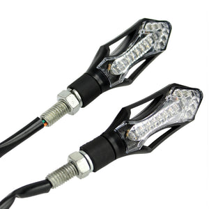 2pcs 14 LED Mini Stalk Arrow Motorcycle Turn Signals Indicators Blinkers Lights Lamp Fits Metric Cruisers Street Sport Bikes Dirt Bike Scooter - pazoma