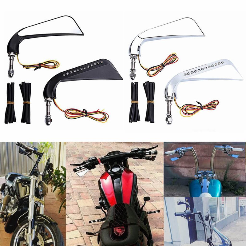 Motorcycle Custom Axe Style Mirrors Aluminum LED Turn Signal Running Light For Harley V-Rod Dyna Sportster Softail - pazoma