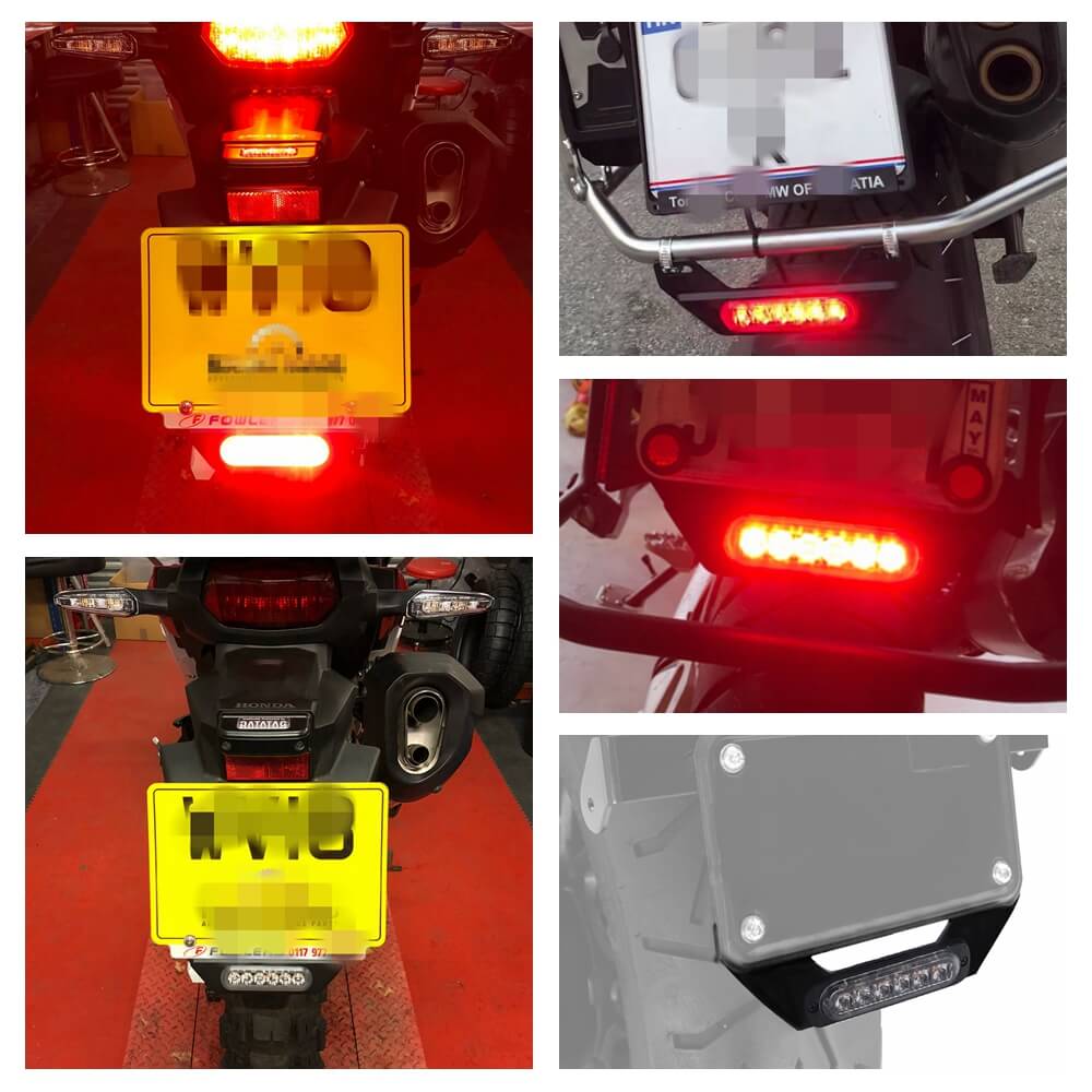 Motorcycle B6 License Plate Auxiliary LED Taillight Burst Flash Brake light - pazoma