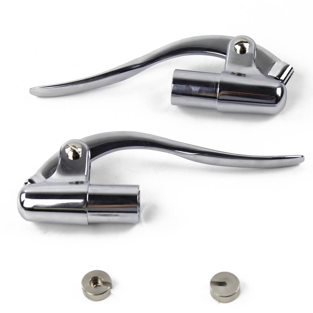 Custom Chopper Bobber Cafe Racer Old School Bar End Control Lever Inverted Brake Clutch Levers for 1" handlebars Chrome Made Out of Forged Brass - pazoma