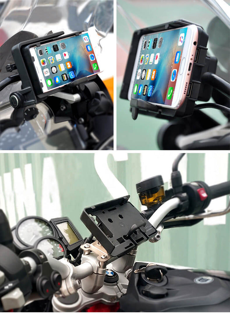 For BMW R1200GS LC & Adventure S1000XR R1200RS Africa Twin CRF1000L ADV 800GS Motorcycle USB Charger Mobile Phone Holder Stand Bracket - pazoma