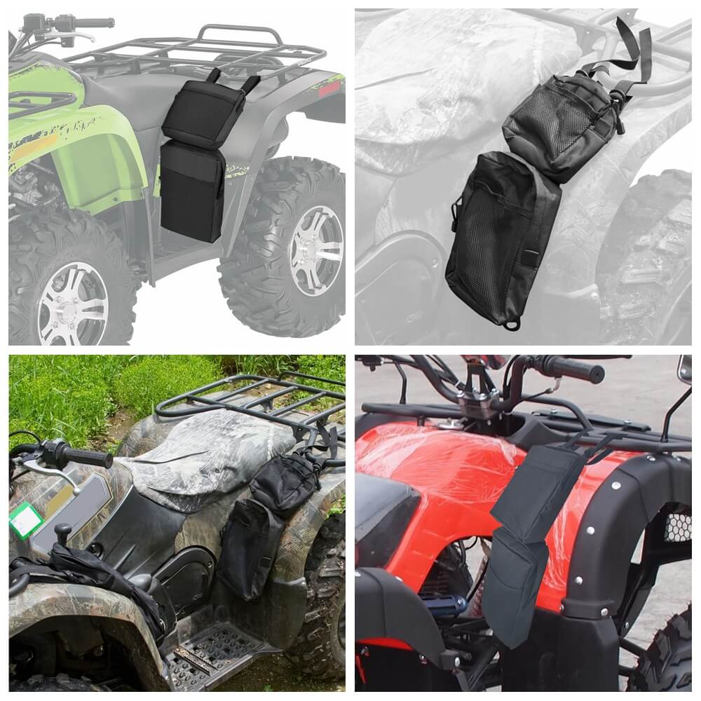 Universal Black ATV UTV Fender Bags Saddle Bag Luggage Storage