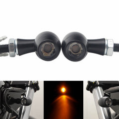 Pair Mini LED Turn Signal Indicators – Cafe Racer Style, Orange Lens For Motorcycles