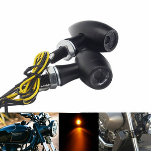 Motorcycle Amber Mini Bullet Turn Signals 2pcs LED Lamp Black Lights Blinker Indicator Light For Harley Cruiser Chopper Custom Bike Bobber - pazoma