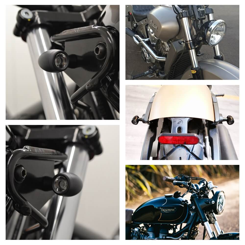 Universal 8mm Cafe Racer Black Mini Bullet Motorcycle LED Turn Signal Indicator Blinker for Harley Honda Triumph Bobber Chopper - pazoma