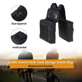 Universal Motorcycle ATV Tank Top Storage Saddle Bag 600D Waterproof Oxford Cloth Luggage Saddlebag Mobile Cup Holder Tool Bags Black - pazoma