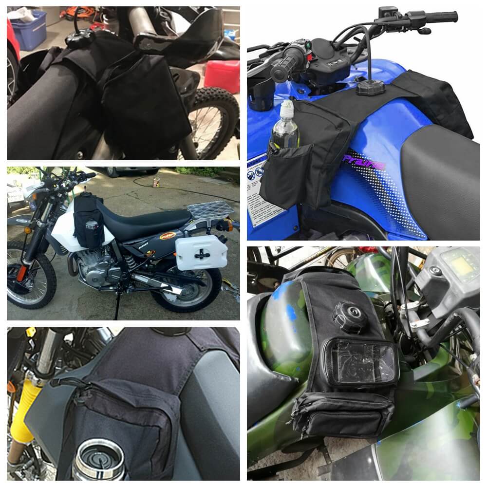 ATV Motorcycle Snowmobiles Padded Cargo Storage Tank Saddle Bag Equine Back Pack Panniers Bag For Polaris Dirt Bike Ski-doo Black - pazoma