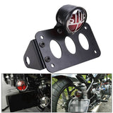 Motorcycle Side Mount Lucas Type Round "STOP" Taillight License Bracket Holder License Plate For Harley Bobber Chopper - pazoma