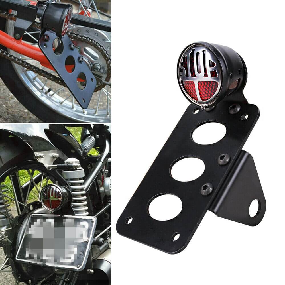 Motorcycle License Plate Bracket Taillight Fixed Folding Number Plate Frame Holder Light Mount