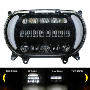 Harley Road Glide FLTR 2015-2022 Black LED Headlight Projector Headlamp Head Lamp Kit With Turn Signal & Daylight Running Light DRL - pazoma