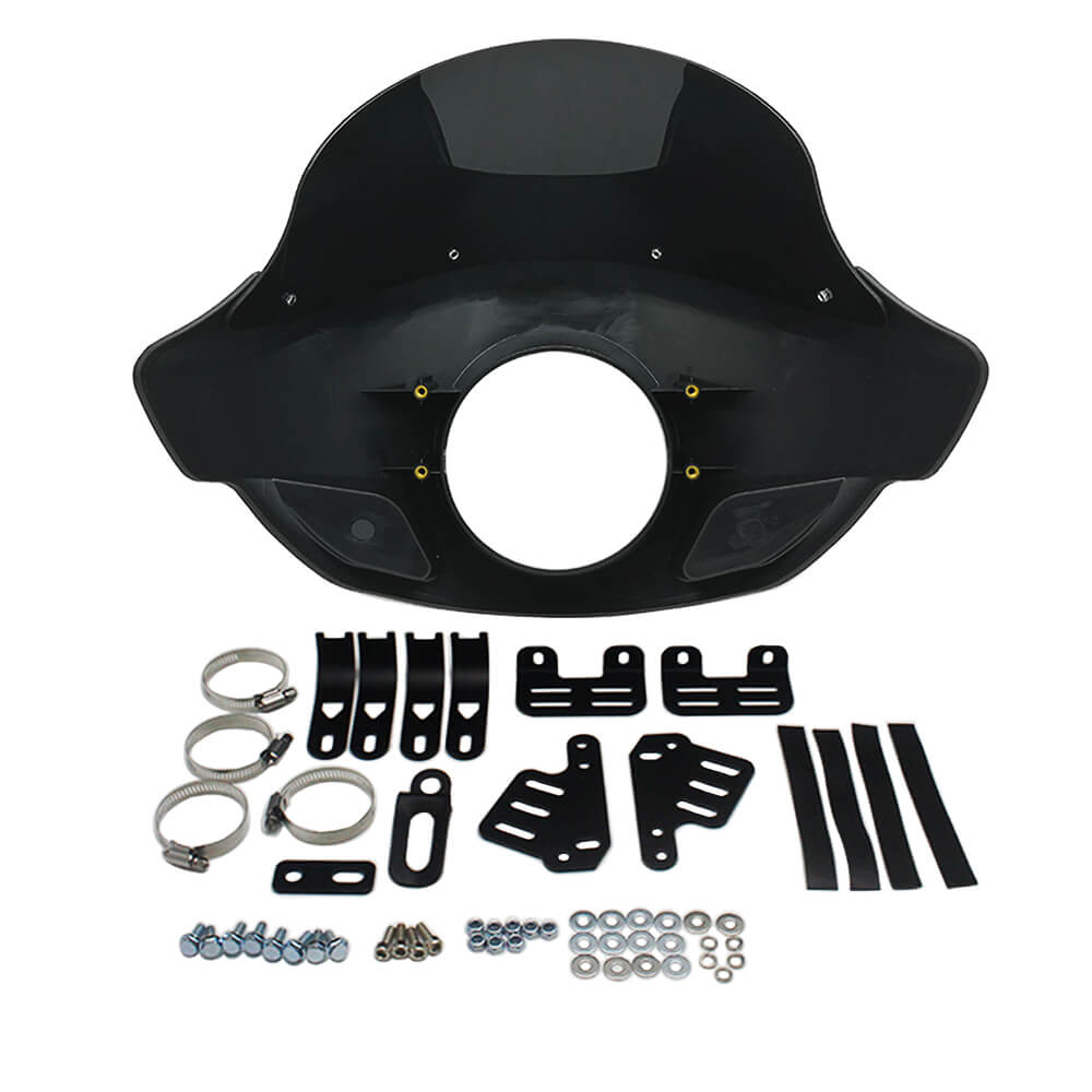 Standard Short Touring Sport Headlight Fairing Windshield For Harley Davidson XL FXD FXR FXBB Adjustable clamp 35mm-49mm forks - pazoma