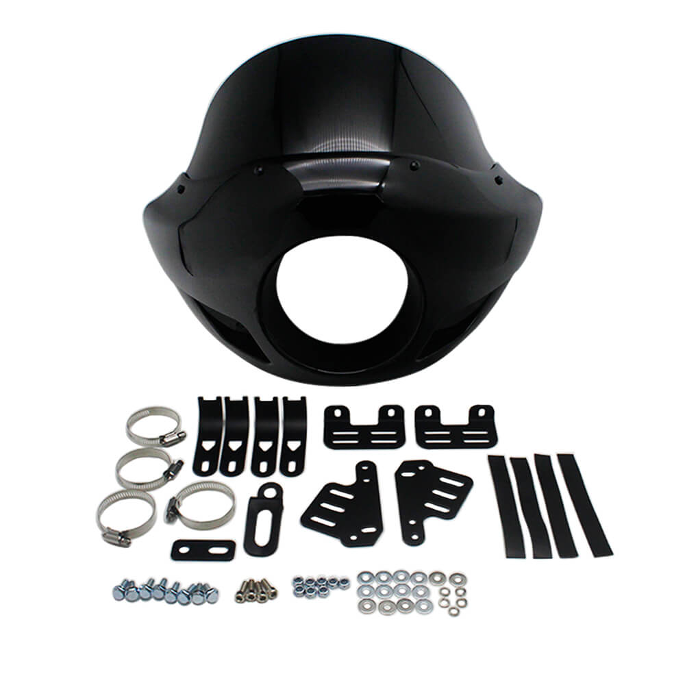 Standard Short Touring Sport Headlight Fairing Windshield For Harley Davidson XL FXD FXR FXBB Adjustable clamp 35mm-49mm forks - pazoma