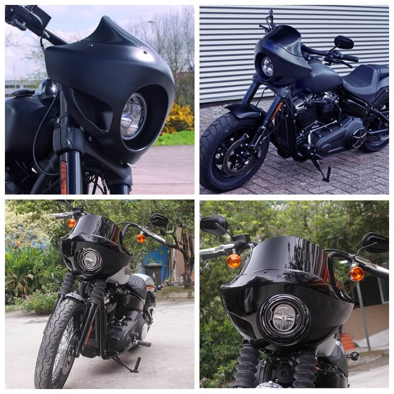 Standard Short Touring Sport Headlight Fairing Windshield For Harley Davidson XL FXD FXR FXBB Adjustable clamp 35mm-49mm forks - pazoma