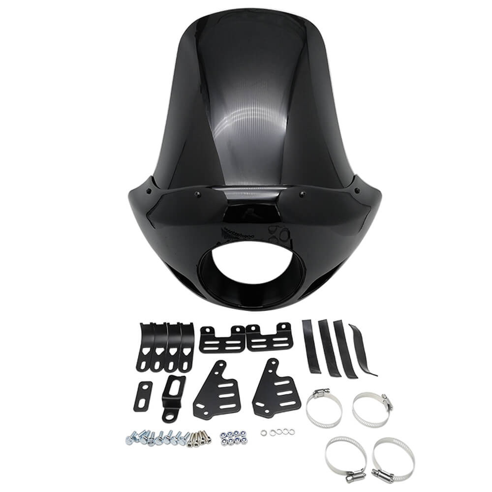 Universal Tall Touring Sport Headlight Fairing w/13" Windshield 35 39 41 49 mm For Harley Dyna Sportster Softail 883 XL 1200 Fat Street Glide Bob - pazoma