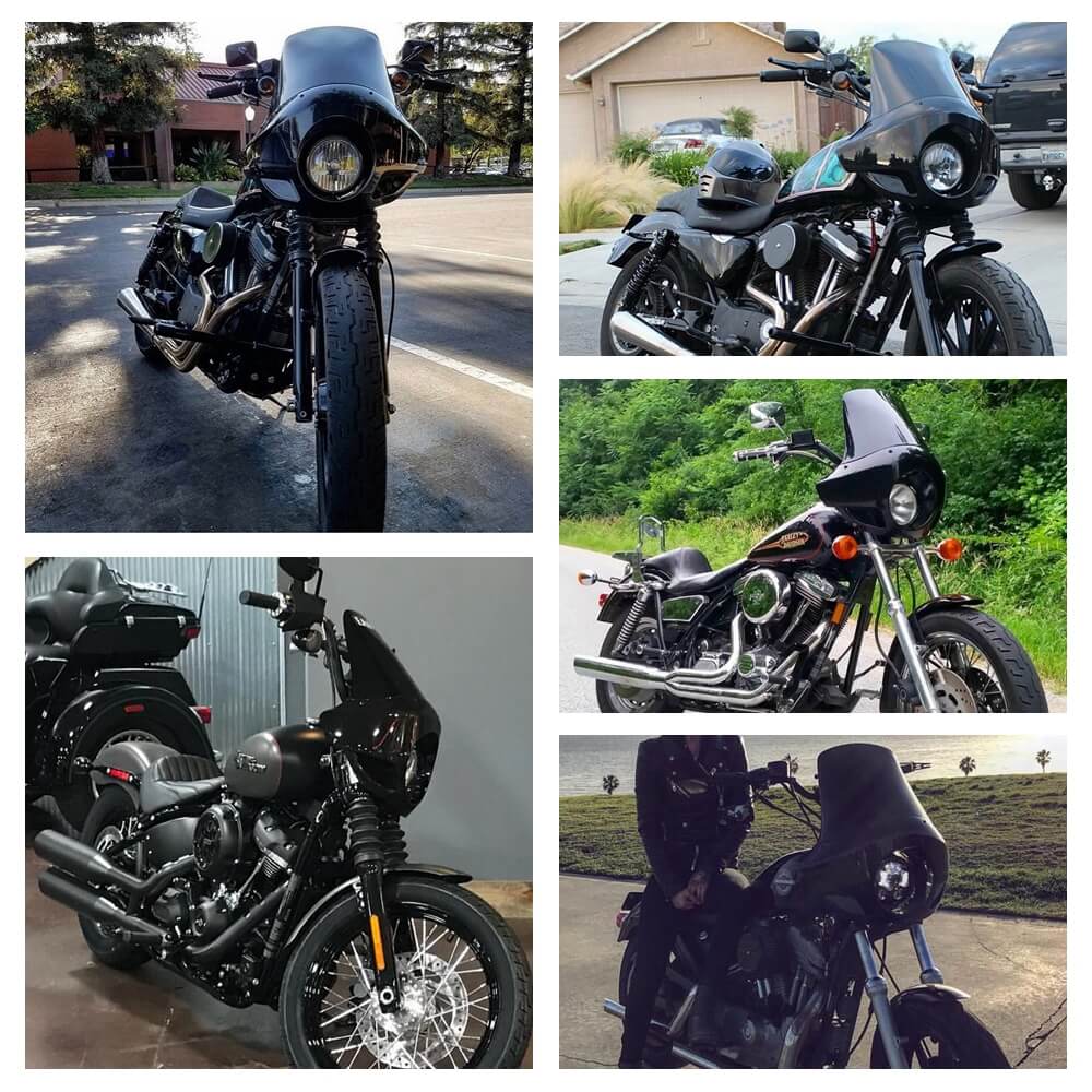 Universal Tall Touring Sport Headlight Fairing w/13" Windshield 35 39 41 49 mm For Harley Dyna Sportster Softail 883 XL 1200 Fat Street Glide Bob - pazoma