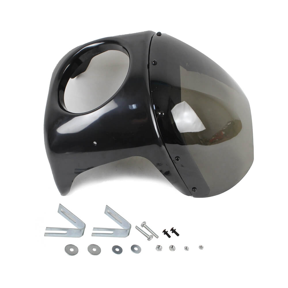 Cafe Racer Viper 7" Headlight Fairing Tough Molded Plastic Construction Fairing Gloss Black 70-52501 - pazoma