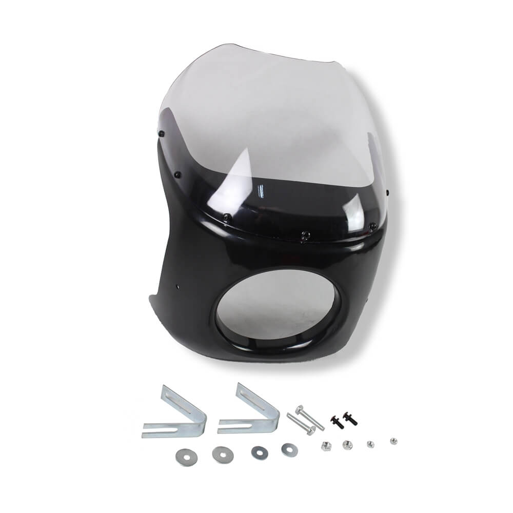 Cafe Racer Viper 7" Headlight Fairing Tough Molded Plastic Construction Fairing Gloss Black 70-52501 - pazoma
