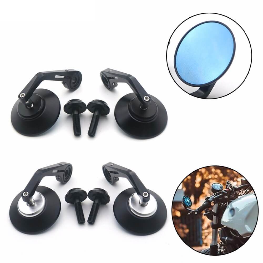 CNC Round Handlebar Black Bar End mirrors Side Mirror 12mm Bolt on