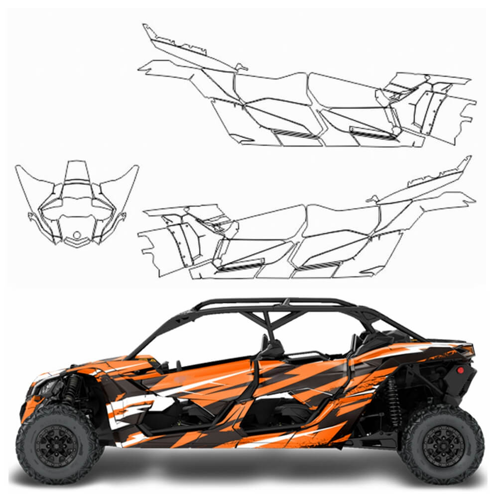 Full Graphics Kit Decal Wrap For Can-Am Maverick X3 MAX DS RS 4D 4 Door 2016+ FIRESTORM - pazoma