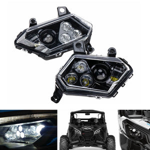 Can-Am Maverick X3 LED Front Headlights Assembly Left Right Headlamp Kit XDS XRS Max Turbo R DPS 2017-2020 Replace OEM Part 710004658 710004659 - pazoma