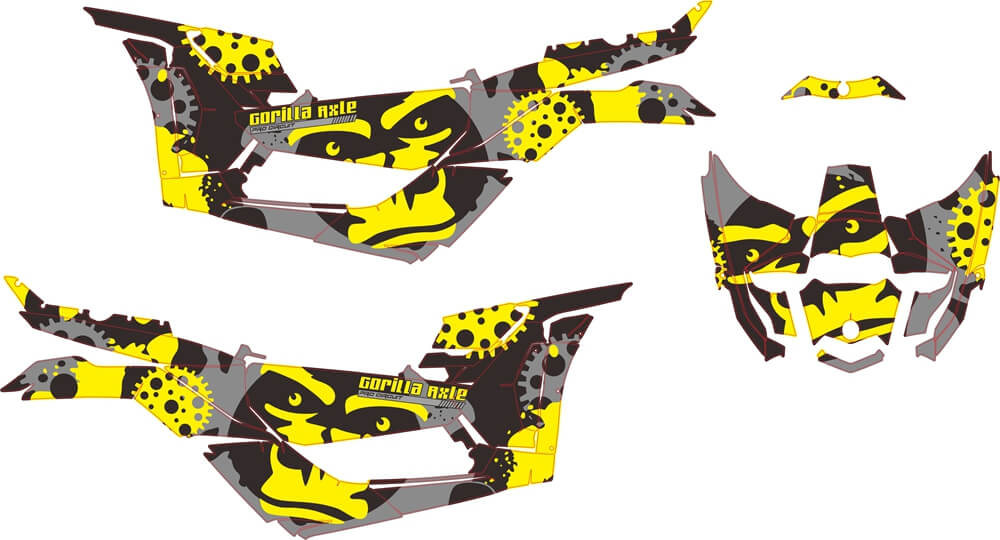 Can-Am Brp Maverick X3/X DS/ x RS 2016-2023 Custom Graphics Backgrounds Sticker Decals Wrap Kit, Monkey Yellow
