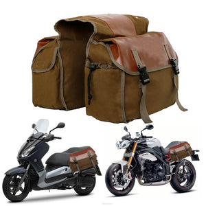 Canvas Motorcycle Saddle Bags Waterproof Saddlebags Luggage Bags Travel Knight Rider Storage Box Vintage Bag For Triumph Honda - pazoma