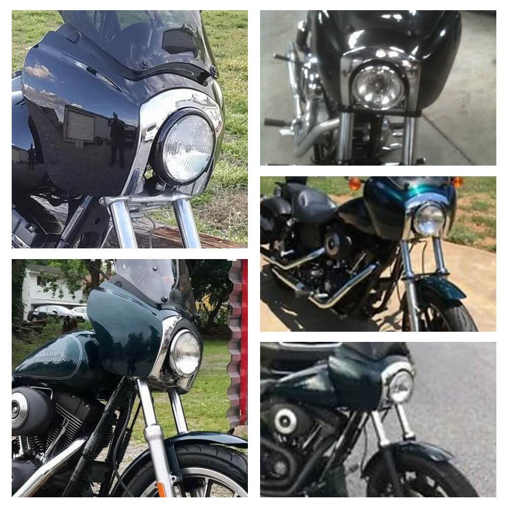 T-Sport Headlight Fairing Bezels Trim Cover For Harley Dyna FXDXT FXDWG FXR Dyna Street Bob CBC Cali TSport Front Fairing Club Style - pazoma
