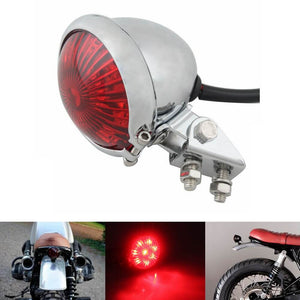 Motorcycle Custom Streetfighter LED Bates Rear Stop Tail Light Black Red Lens Chrome Bobber Cafe Racer Retro Vintage Chopper - pazoma