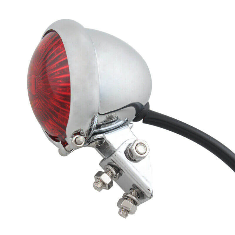 Chrome Bates Style LED Motorcycle Rear Stop brake Tail light Taillight Retro Vintage Custom Project Custom Streetfighter Bobber Cafe New - pazoma
