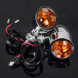 Motorcycle Chrome Retro Bullet Amber Turn Signals Lights Indicator Blinkers W/ Visor Cruiser Chopper CAFE RACER BIG DOG Rat Bike Custom - pazoma