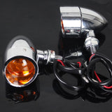 Motorcycle Chrome Retro Bullet Amber Turn Signals Lights Indicator Blinkers W/ Visor Cruiser Chopper CAFE RACER BIG DOG Rat Bike Custom - pazoma