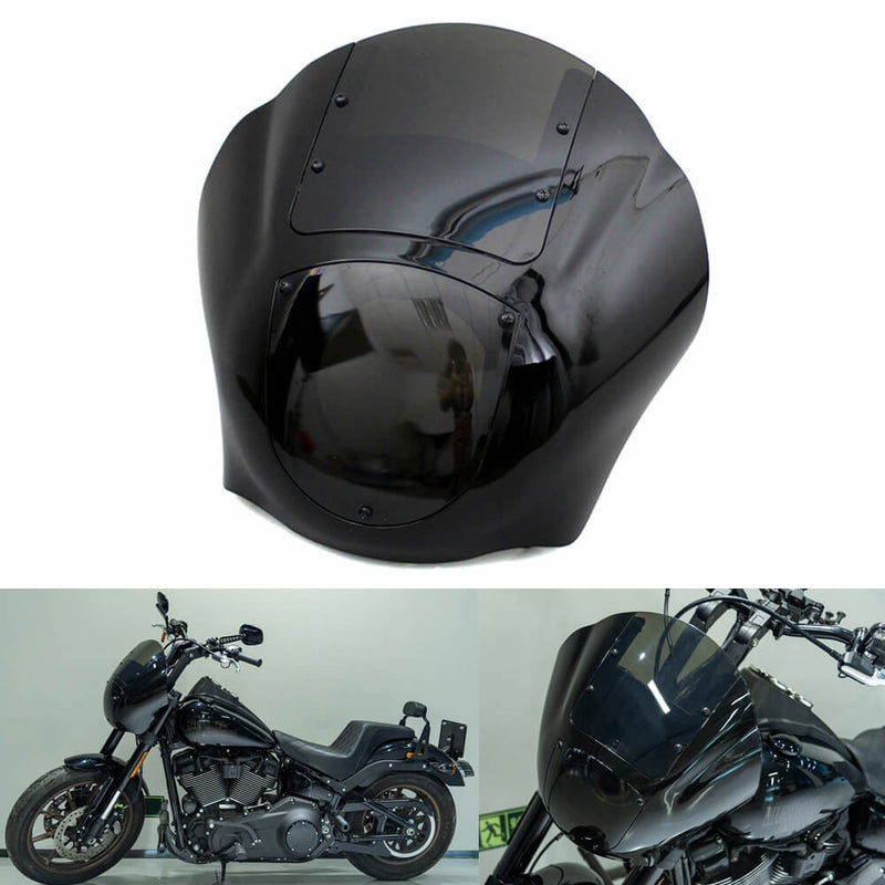 Club Style 5.75" Headlight Quarter Fairing Windshield w/Headlight Relocation Block Mounting kit For Harley Softail M8 Low Rider S  FXLRS - pazoma