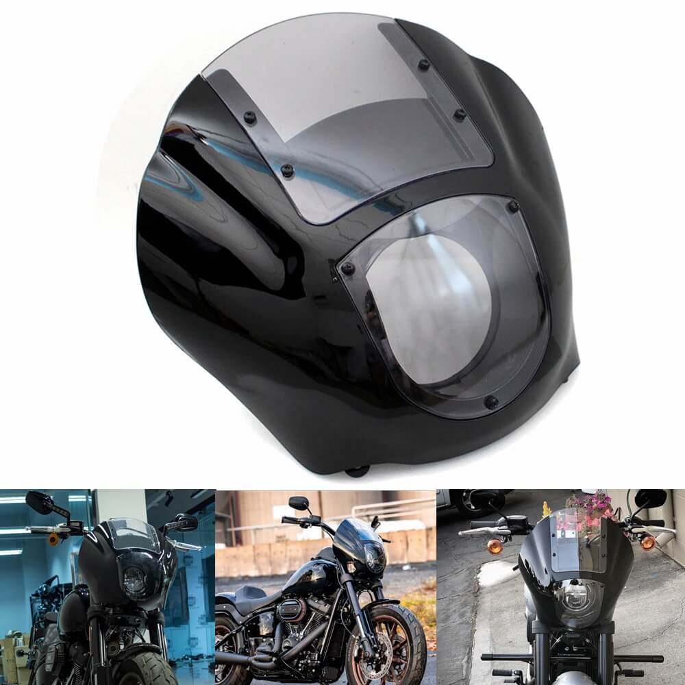 Harley Softail Low Rider S FXLRS M8 Headlight Quarter Fairing Windshield w/ Headlight Relocation Block Mounting kit 2020-2022 - pazoma