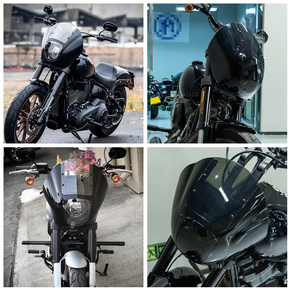 Harley Softail Low Rider S FXLRS M8 Headlight Quarter Fairing Windshield w/ Headlight Relocation Block Mounting kit 2020-2022 - pazoma