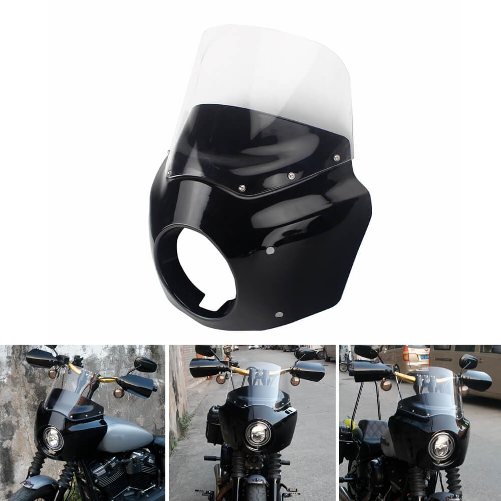 Club Style Front Headlight Fairing Windshield w/Headlight Relocation Block for Harley Softail M8 Street Bob FXBB Standard Low Rider - pazoma