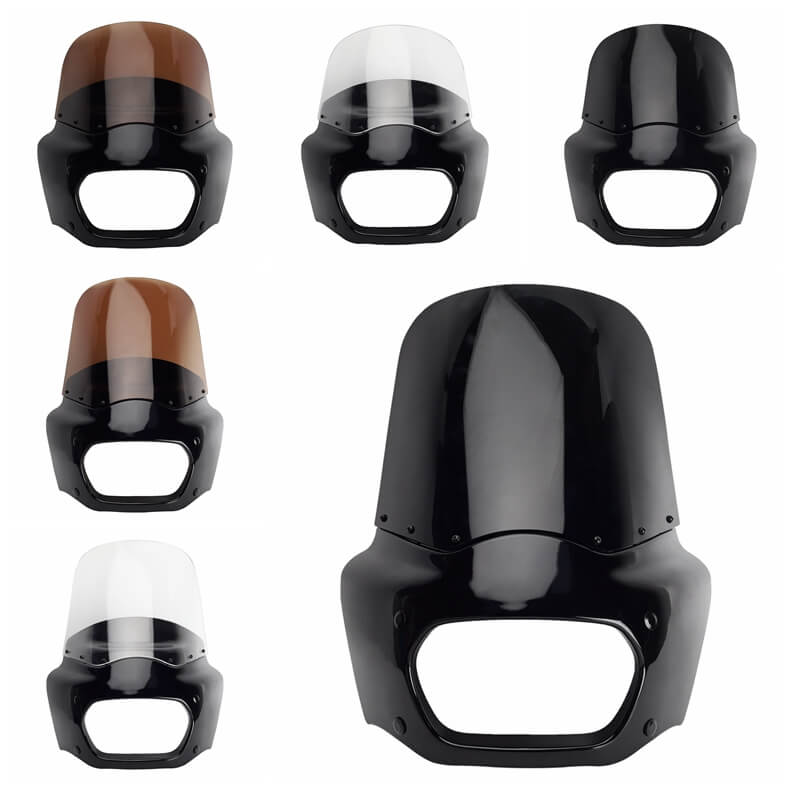 Club Style Front Headlight Fairing w/15" 11" Windshield For Harley Softail M8 Fat Bob 114 FXFB FXFBS 2018-2025 - pazoma