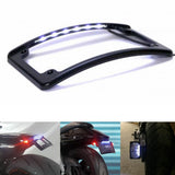 Motorcycle 4x7" Curved Radius License Plate Frame Holder Rear Fender with LED Light For Harley Softail Touring Dyna sport glide FLSL/FXBB - pazoma