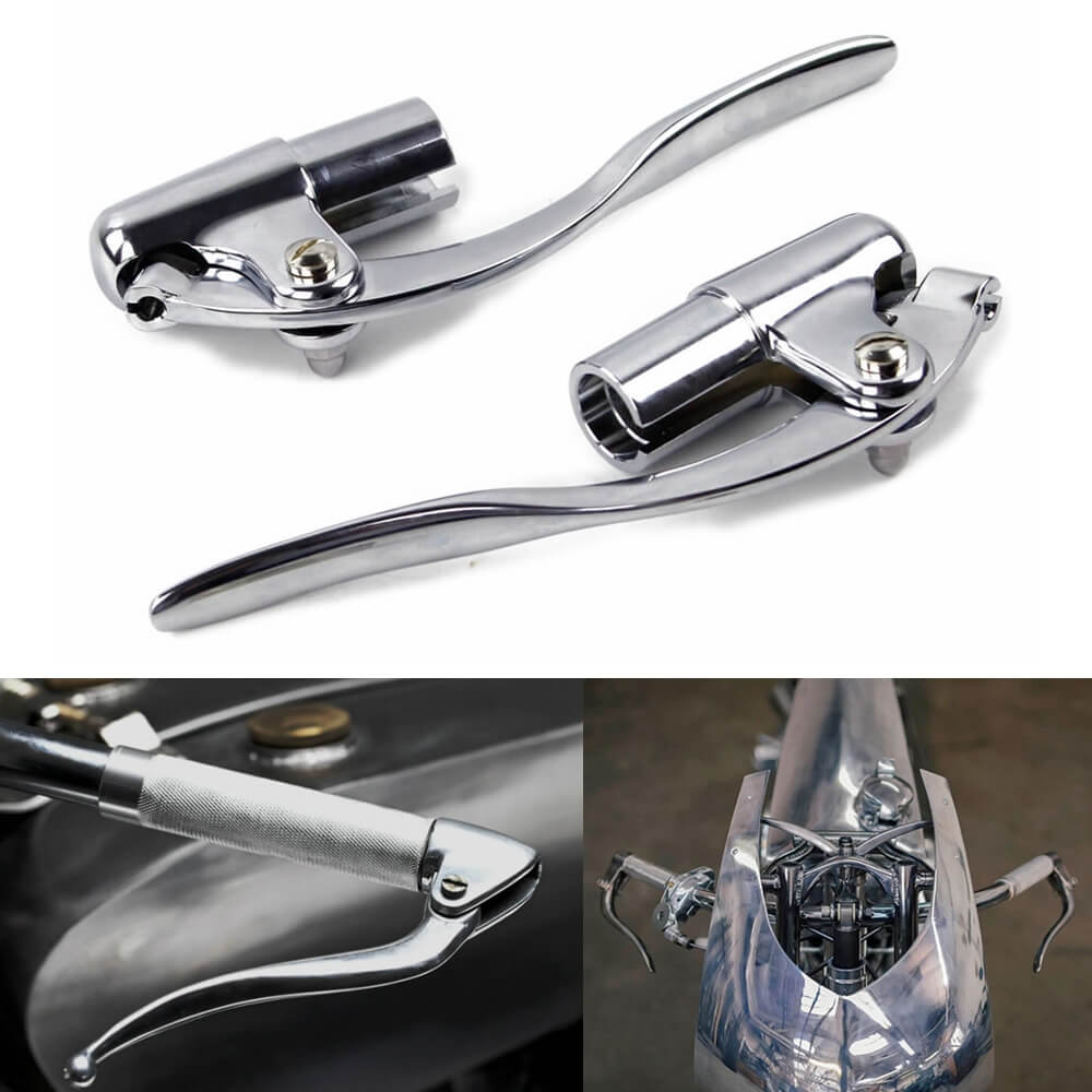 Custom Chopper Bobber Cafe Racer Old School Bar End Control Lever Inverted Brake Clutch Levers for 1" handlebars Chrome Made Out of Forged Brass - pazoma