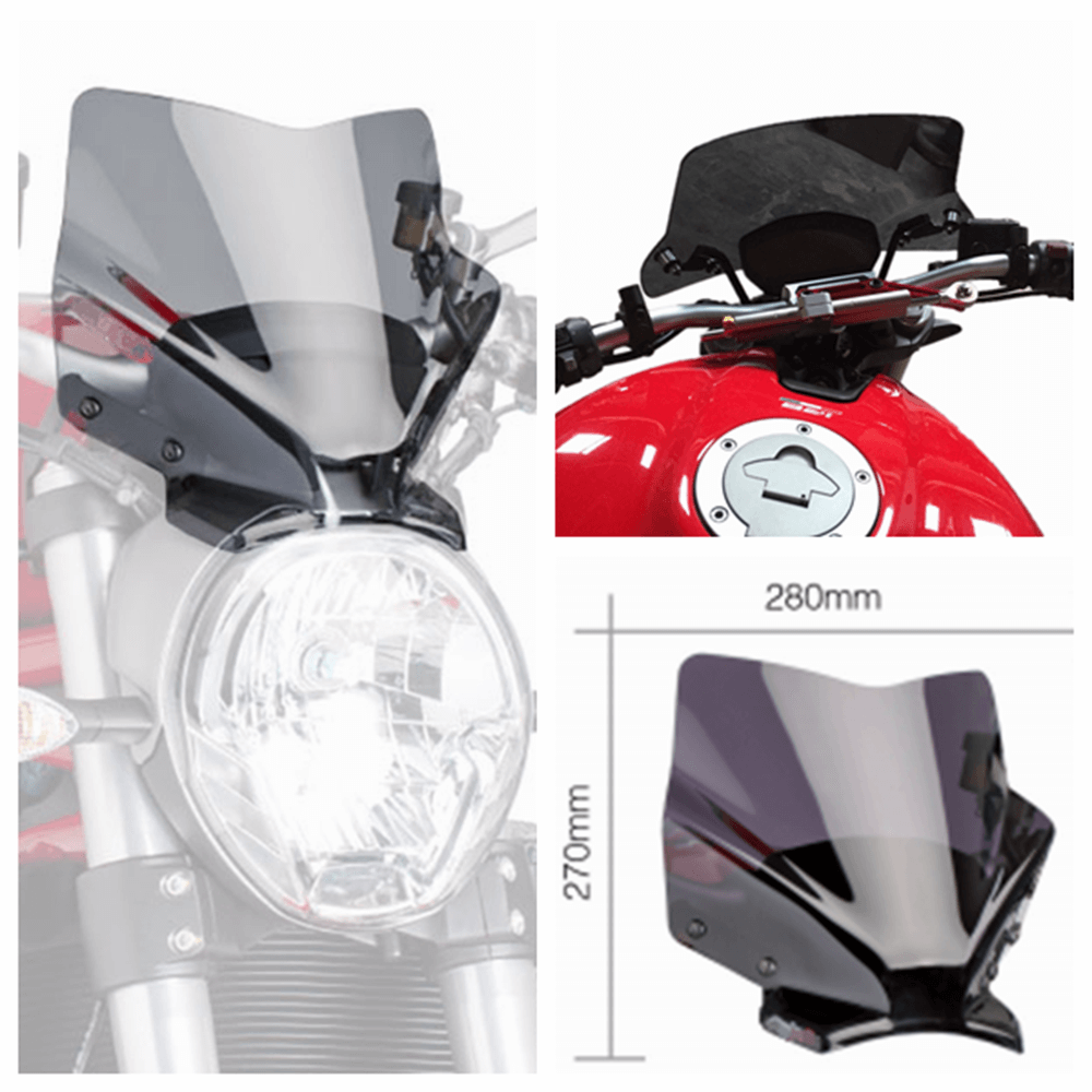 Ducati Monster 797/821/1200 R/S Naked New Generation Sport Smoked Windshield WindScreen Front Airflow Deflectors 7013H - pazoma