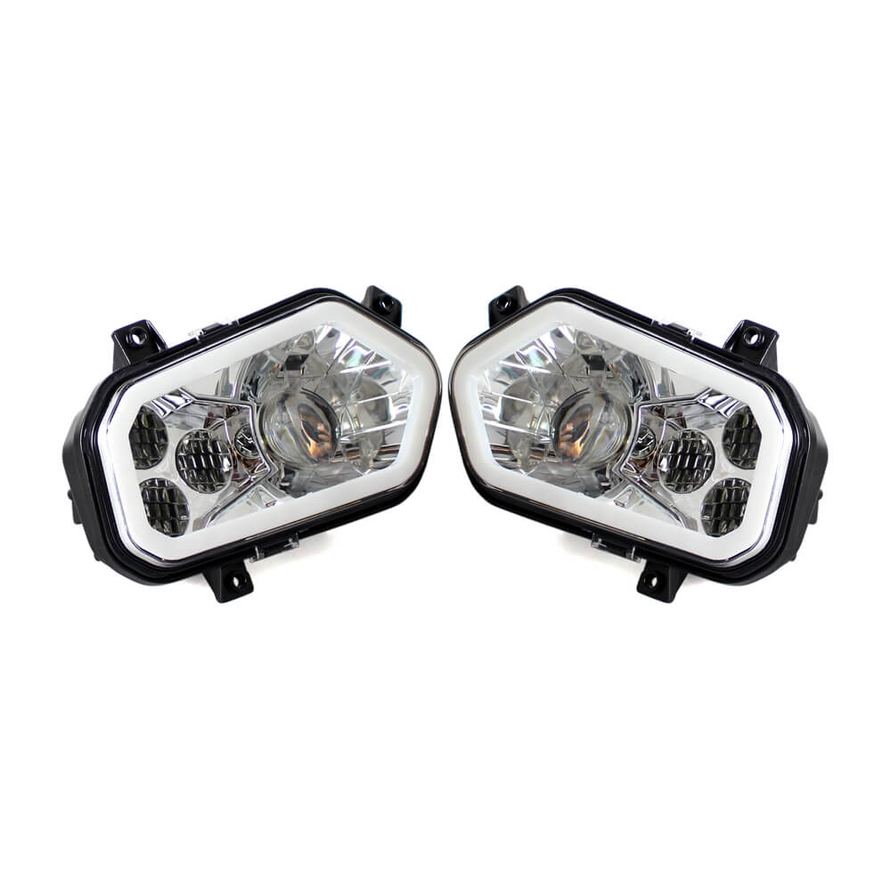 Polaris RZR XP 400 450 500 570 800 900 Sportsman LED Headlights Headlamp Conversion Kit with LED Halo Rings ATV Off-Road - pazoma