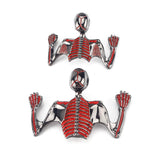 Motorcycle Electroplating Gun Metal w/red Color Skull Skeleton Ornament Decorative Figure Statue Fender Headlight Visor - pazoma