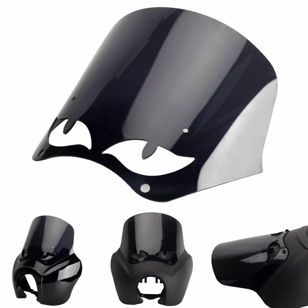 T-Sport fairings Black Smoke Eye Shape Vented Windshield Replacement Windscreen 12 in For Harley - pazoma