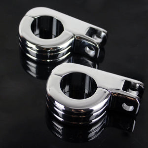 Pazoma 1 1/4" 1.25" Billet Engine Guard Footpeg Mounting Kit Highway Foot Peg Clamps For Harley Touring Road King Engine Bars 50957-02B Chrome - pazoma