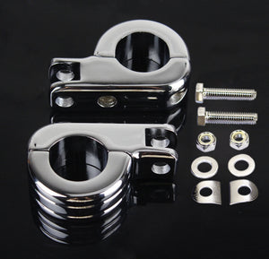 Pazoma 1 1/4" 1.25" Billet Engine Guard Footpeg Mounting Kit Highway Foot Peg Clamps For Harley Touring Road King Engine Bars 50957-02B Chrome - pazoma
