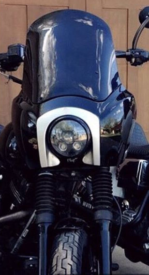 Harley-Davidson Club Style Dyna Street Bob Dyna FXR T-Sport Front Headlight Fairing Outer Two-color Black with Silver W/Headlight Relocation Block - pazoma